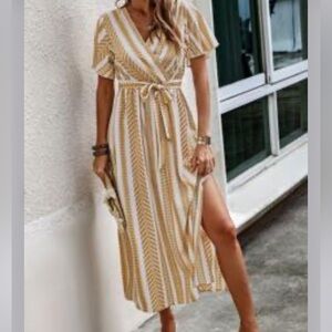 Boho Mustard Yellow/Tan Dress
